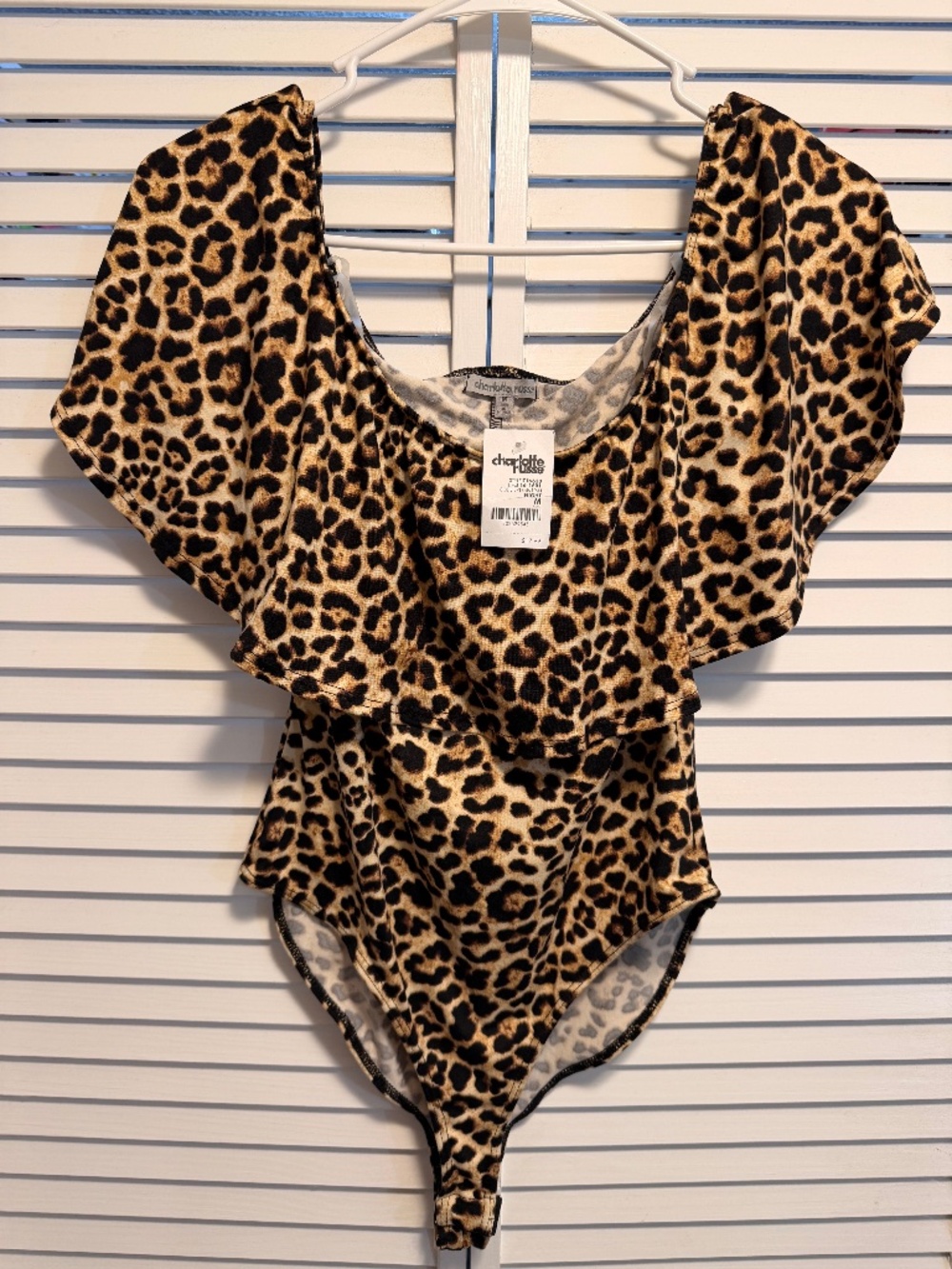 NWT Leopard Off Shoulder Bodysuit | Size Medium